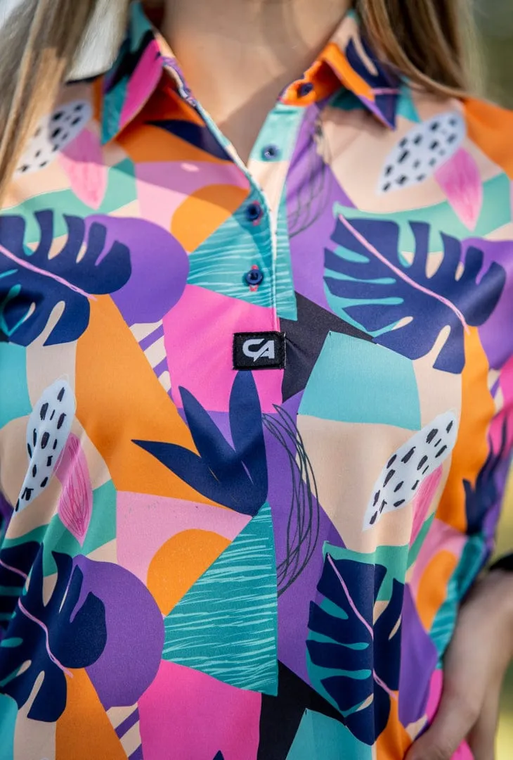 CA Ladies Funky Golf Shirt | Tropical Geometric