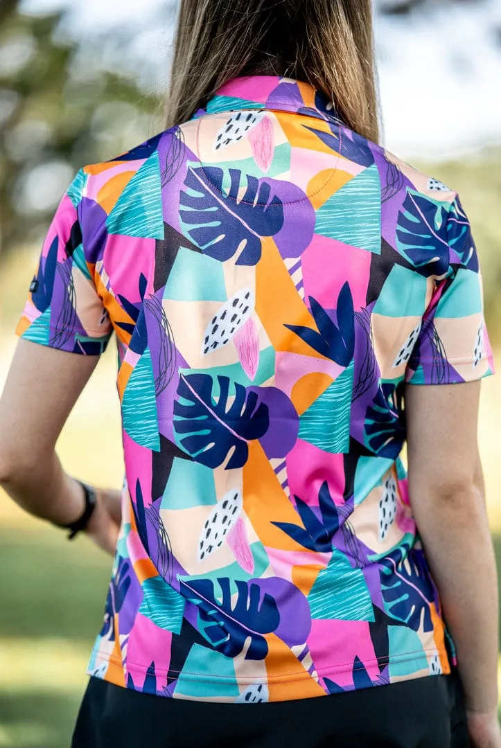 CA Ladies Funky Golf Shirt | Tropical Geometric