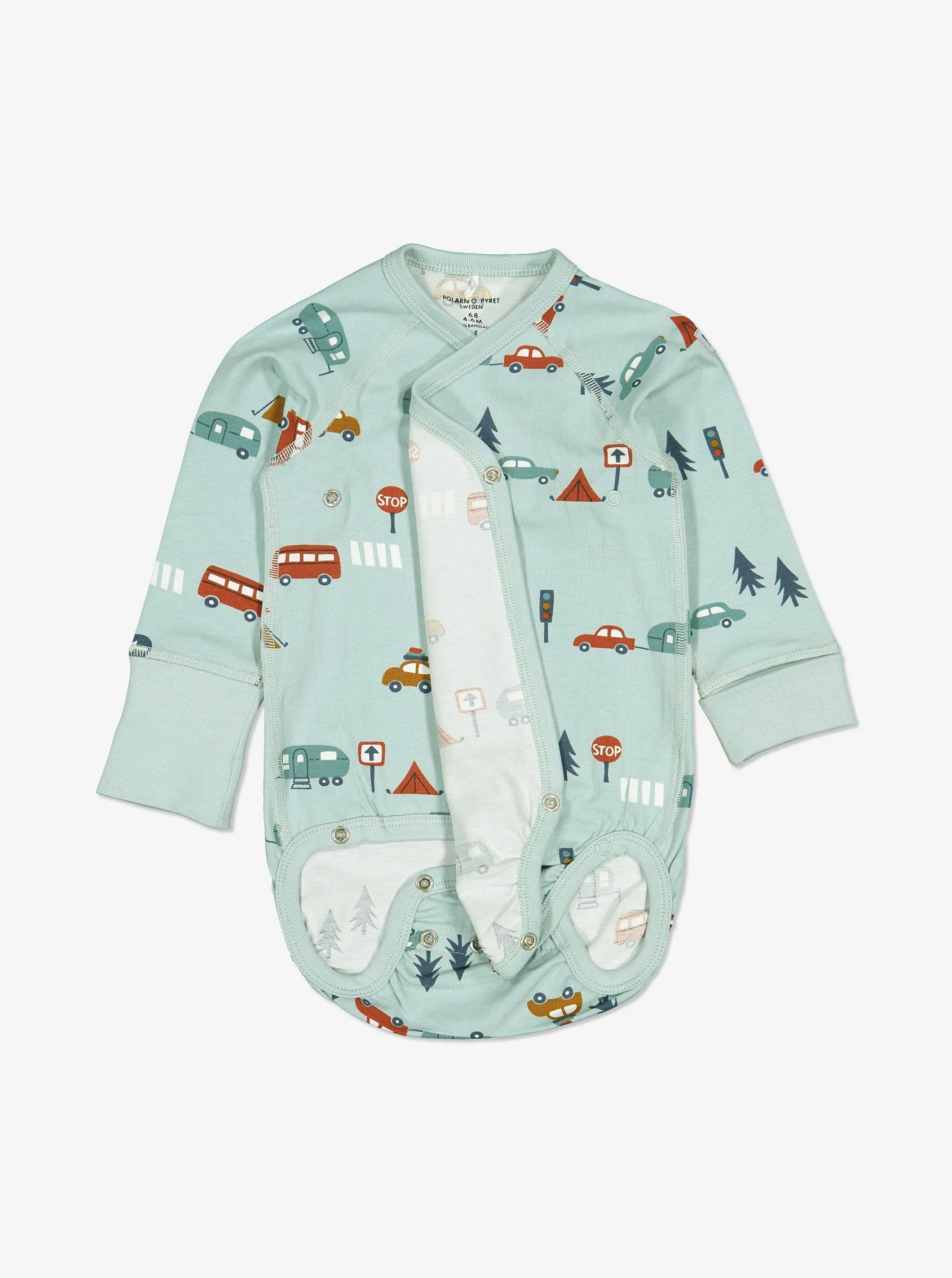 Camping Print Wraparound Babygrow