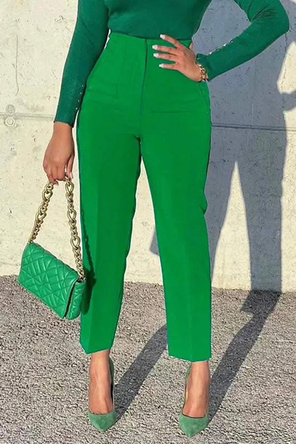 Casual Solid Color Tailored Pants