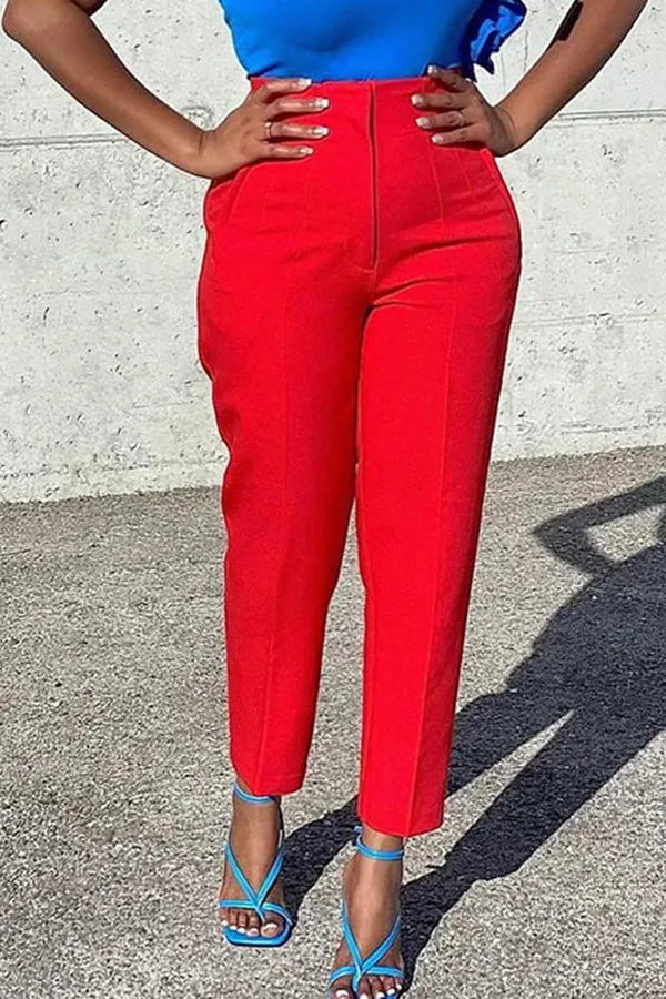 Casual Solid Color Tailored Pants