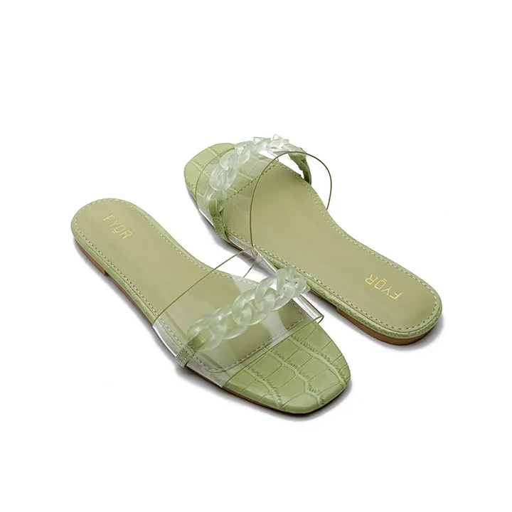 Chain Detailed Clear Slide Sandal MY 227