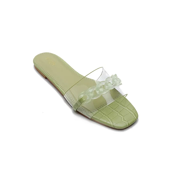 Chain Detailed Clear Slide Sandal MY 227