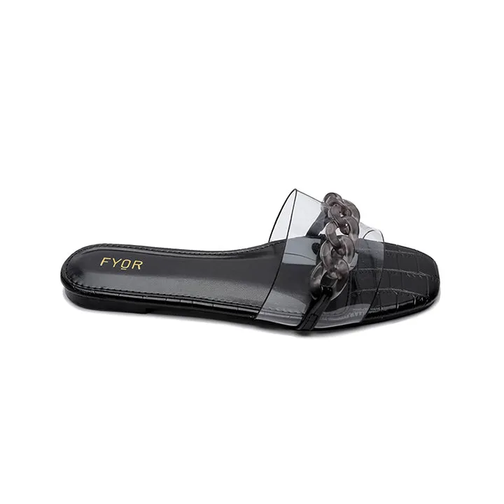 Chain Detailed Clear Slide Sandal MY 227