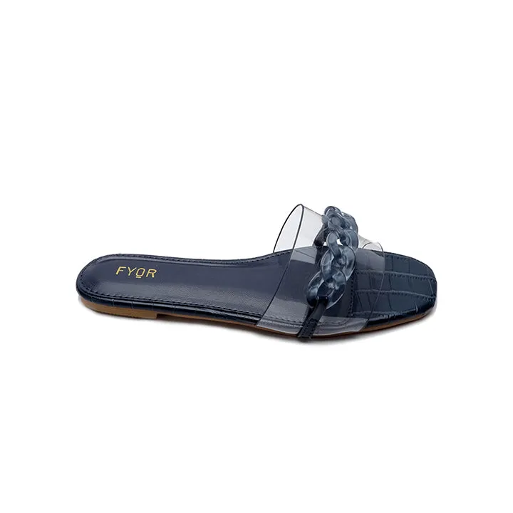 Chain Detailed Clear Slide Sandal MY 227