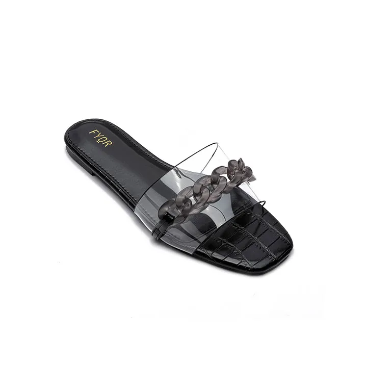 Chain Detailed Clear Slide Sandal MY 227