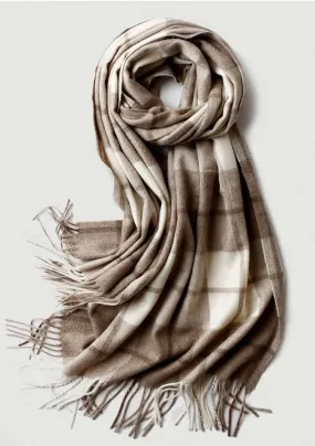 Check cashmere scarf shawl wrap