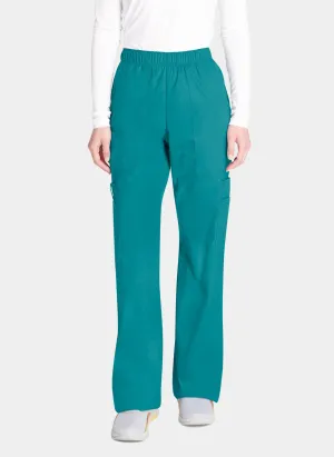 Cherokee Core Stretch Mid Rise Pull-On Cargo Scrub Trousers WWE4005 - Teal