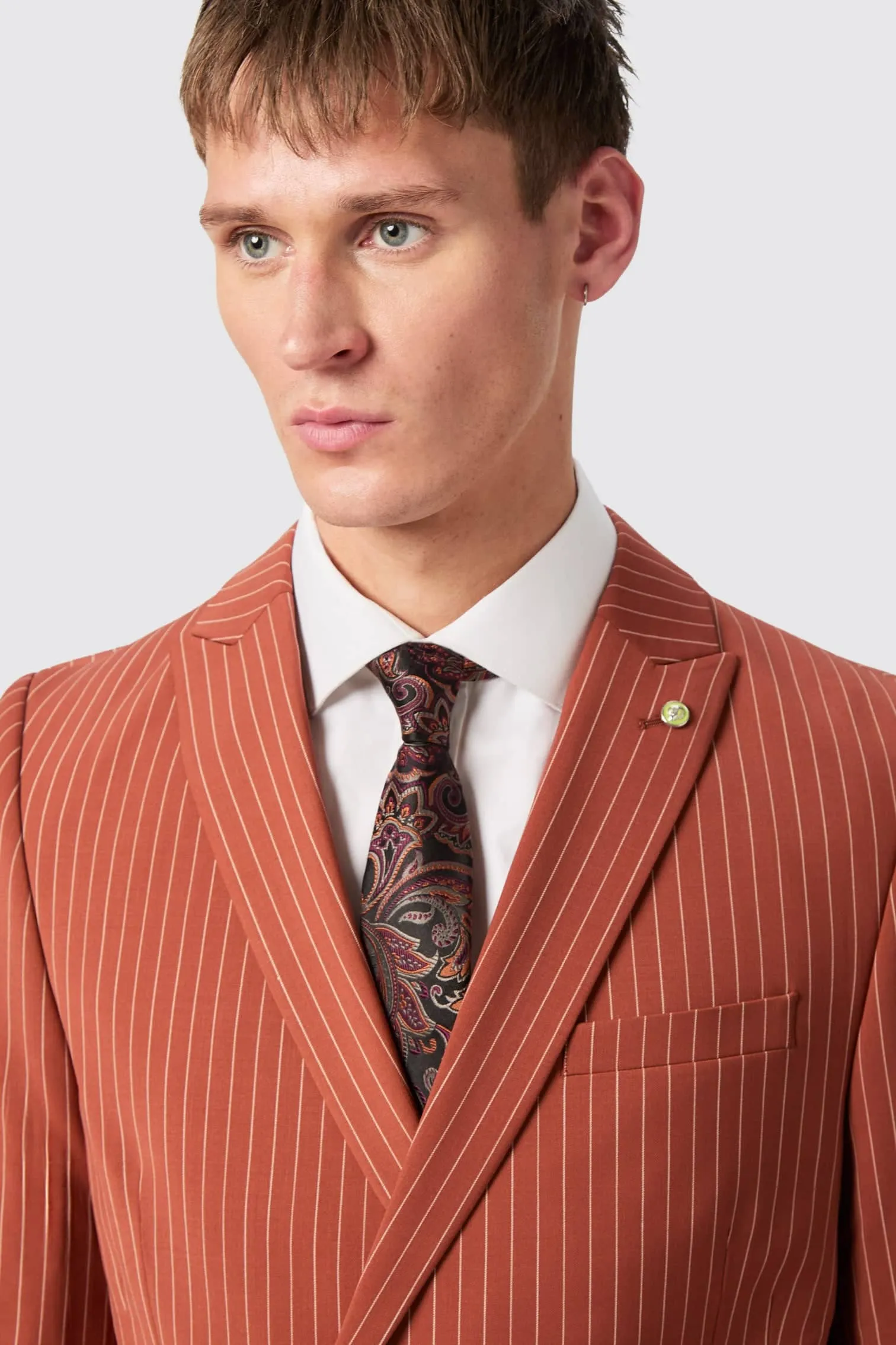 Cortese Oversized Burnt Orange Pinstripe Jacket