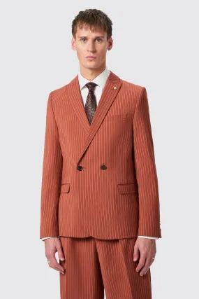 Cortese Oversized Burnt Orange Pinstripe Jacket