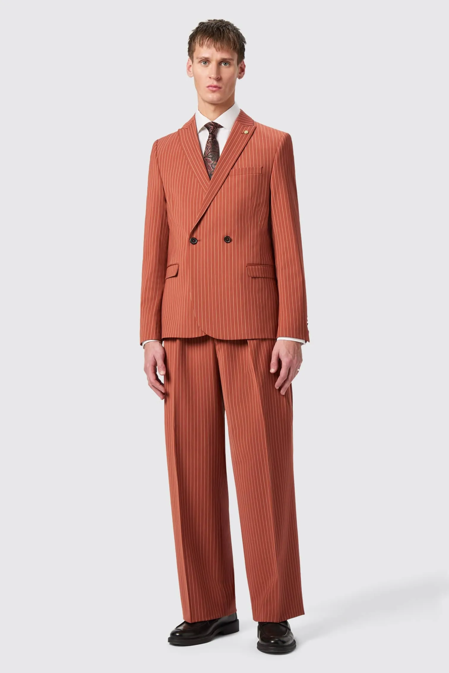 Cortese Oversized Burnt Orange Pinstripe Jacket