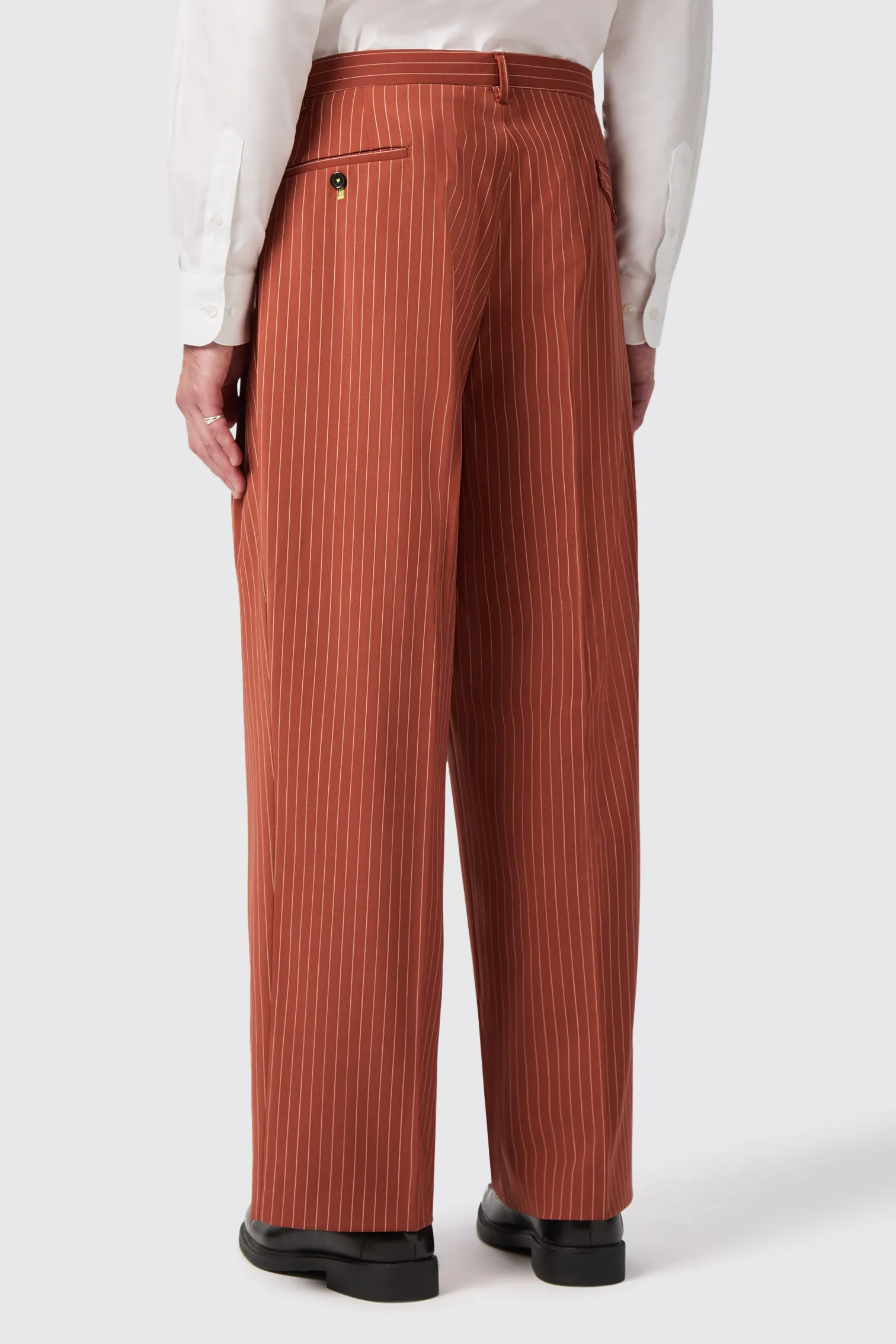 Cortese Oversized Burnt Orange Pinstripe Trousers