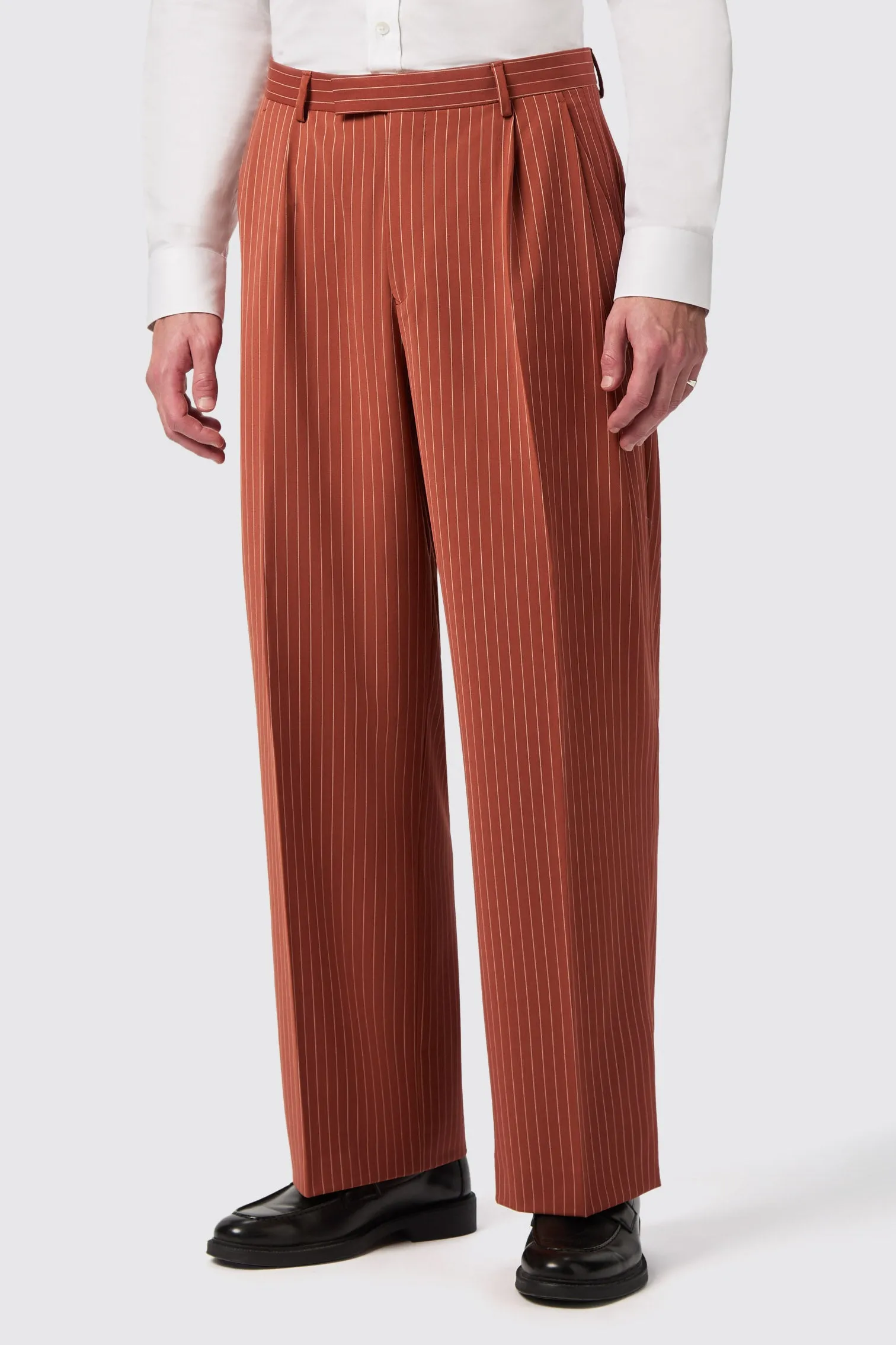 Cortese Oversized Burnt Orange Pinstripe Trousers