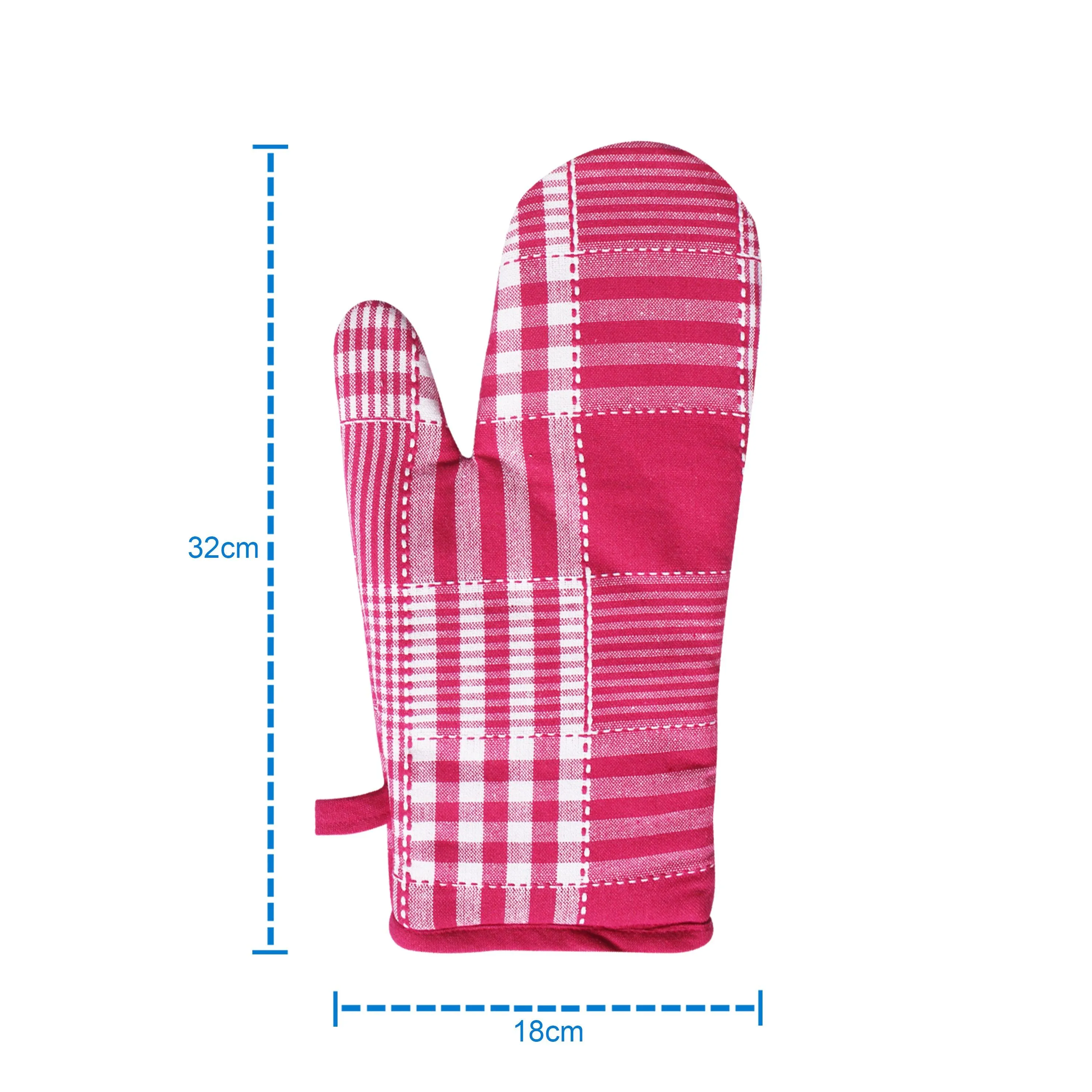 Cotton Track Dobby Pink Oven Gloves Pack Of 2