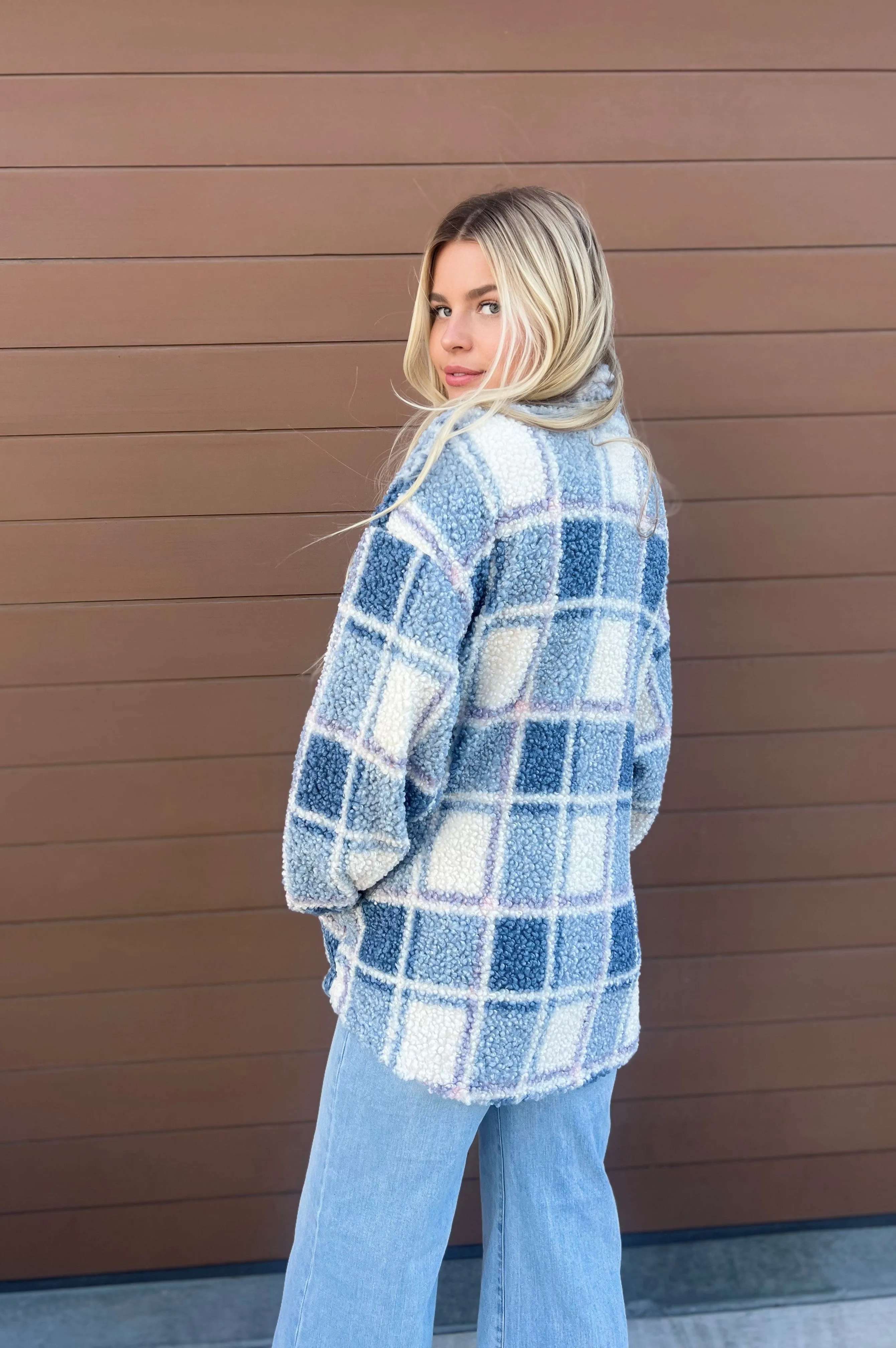 Coziness All Day Teddy Shacket Blue