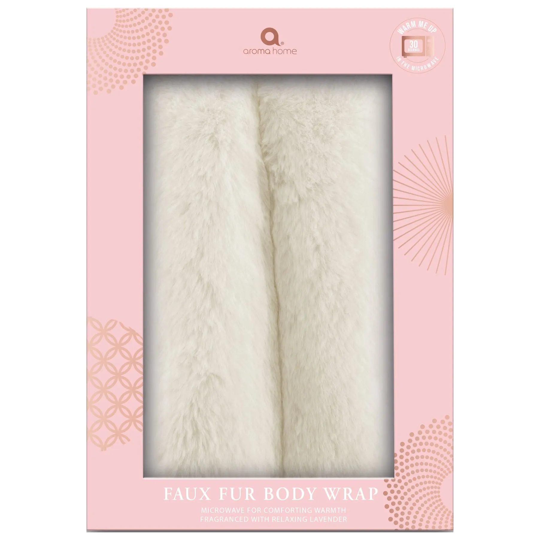 Cream Faux Fur Microwavable Body Wrap Scented with 100% Essential Lavender Oil