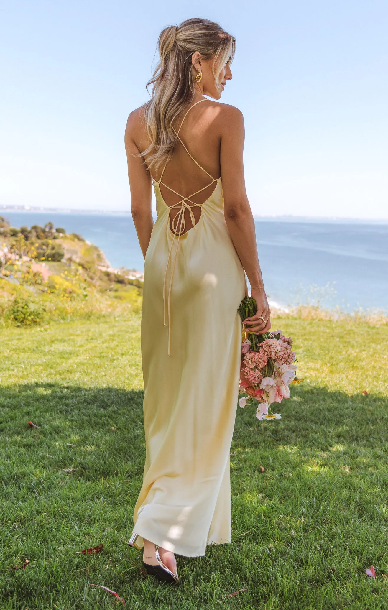 Dani Slip Dress ~ Pale Yellow Luxe Satin