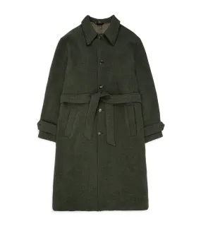 De Bonne Facture Spongy Wool Cloth Overcoat: Moss Green