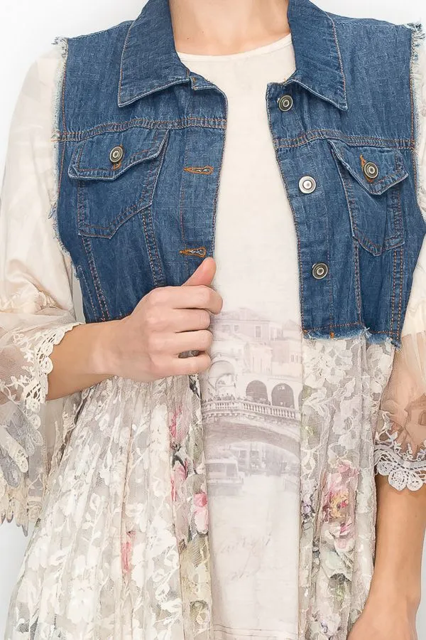 Denim & Lace Vest, Italy