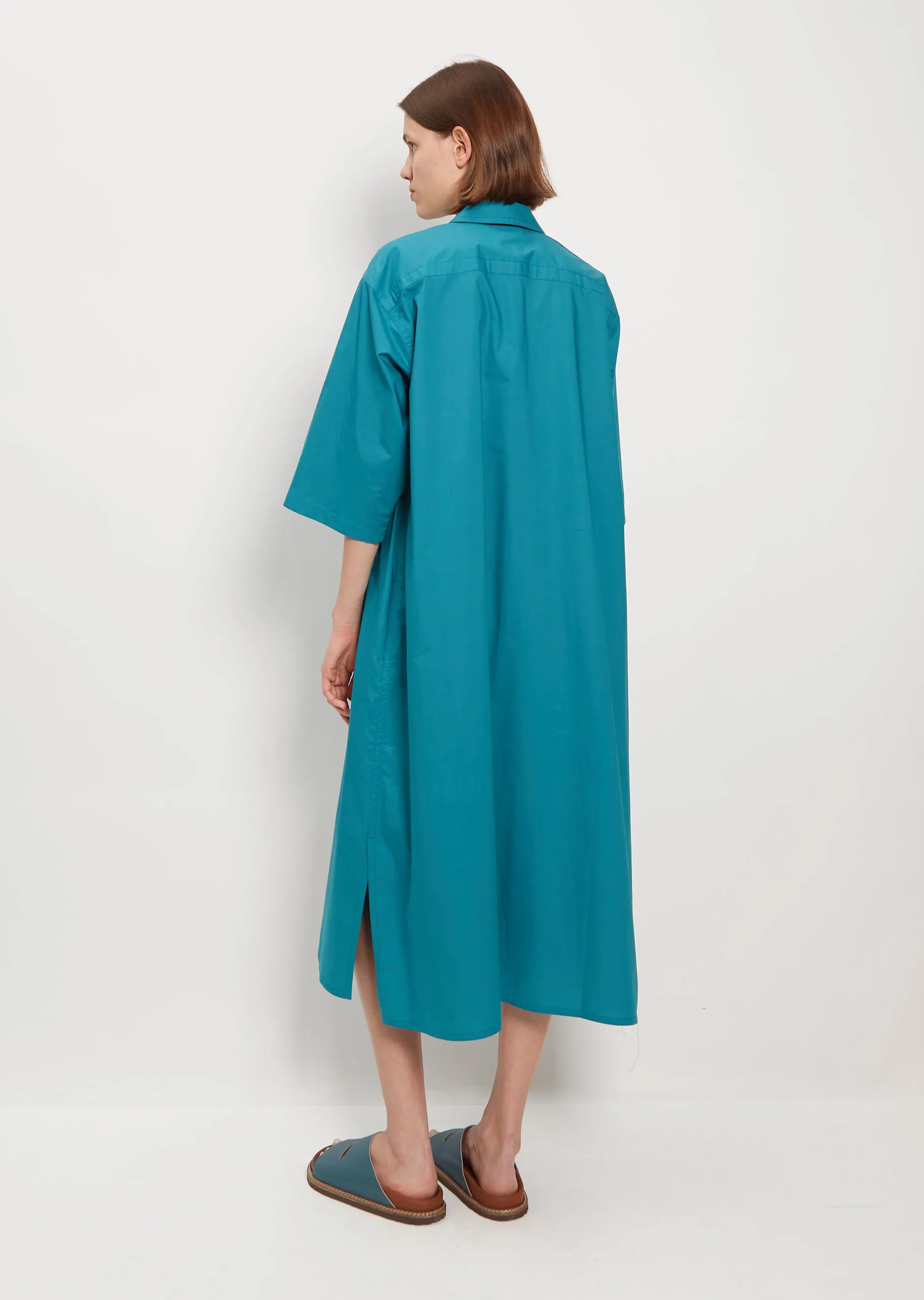 Dillion Cotton Shirt Dress — Topaz Green