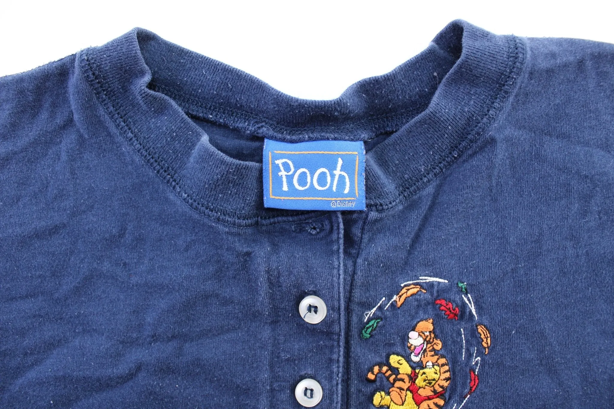 Disney Winnie the Pooh Embroidered Henley LS T-Shirt