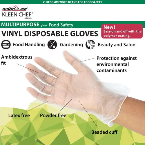 Disposable Vinyl Food Preparation Gloves, Multi-Purpose, Powder and Latex Free