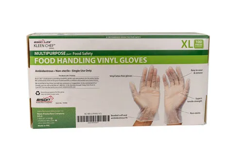 Disposable Vinyl Food Preparation Gloves, Multi-Purpose, Powder and Latex Free