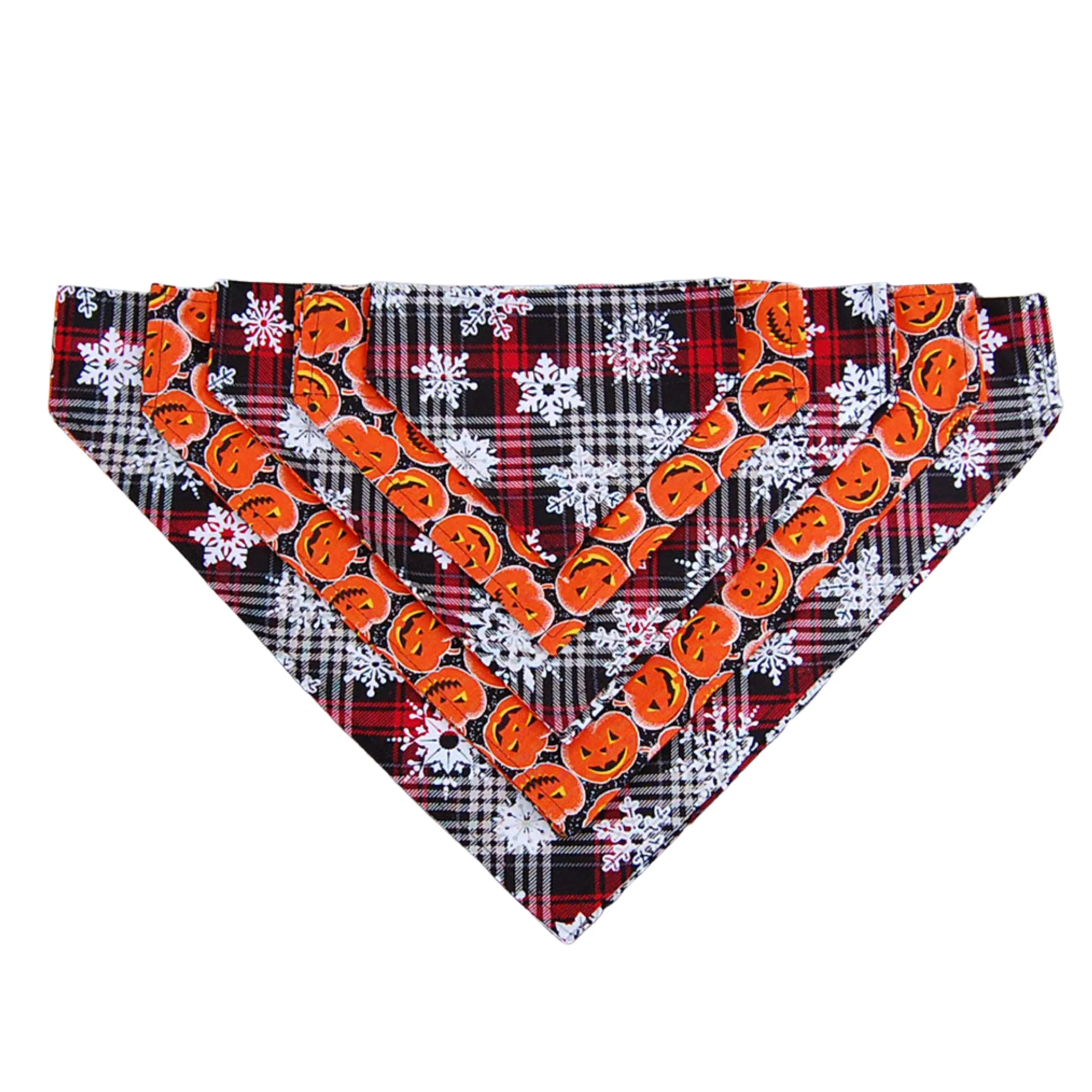 Dog Scarf - Pumpkin/Plaid Snowflake