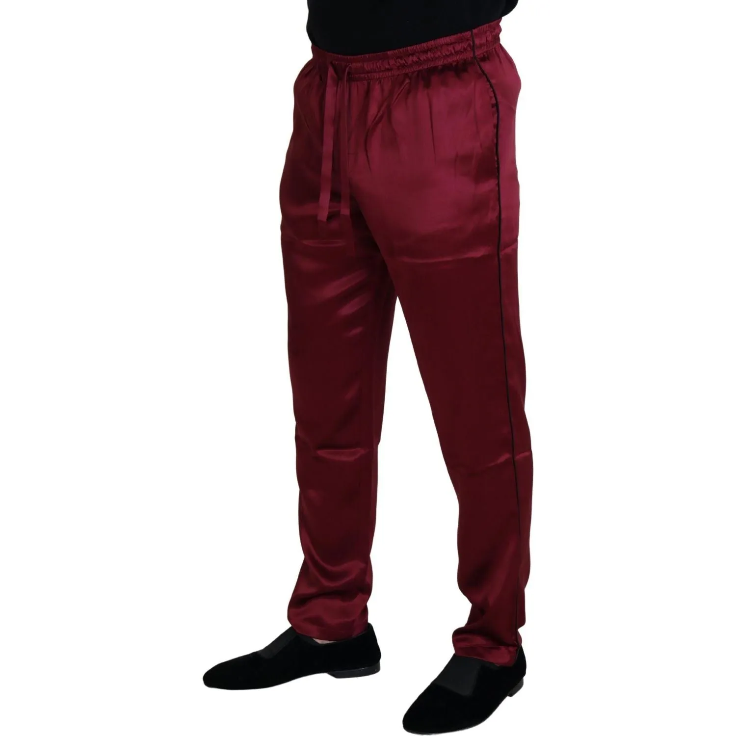 Dolce & Gabbana Silk Lounge Pants in Bordeaux