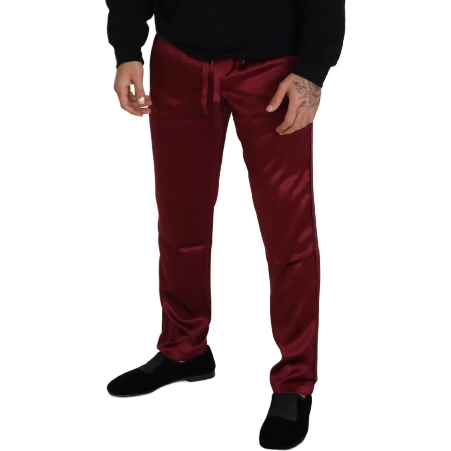 Dolce & Gabbana Silk Lounge Pants in Bordeaux