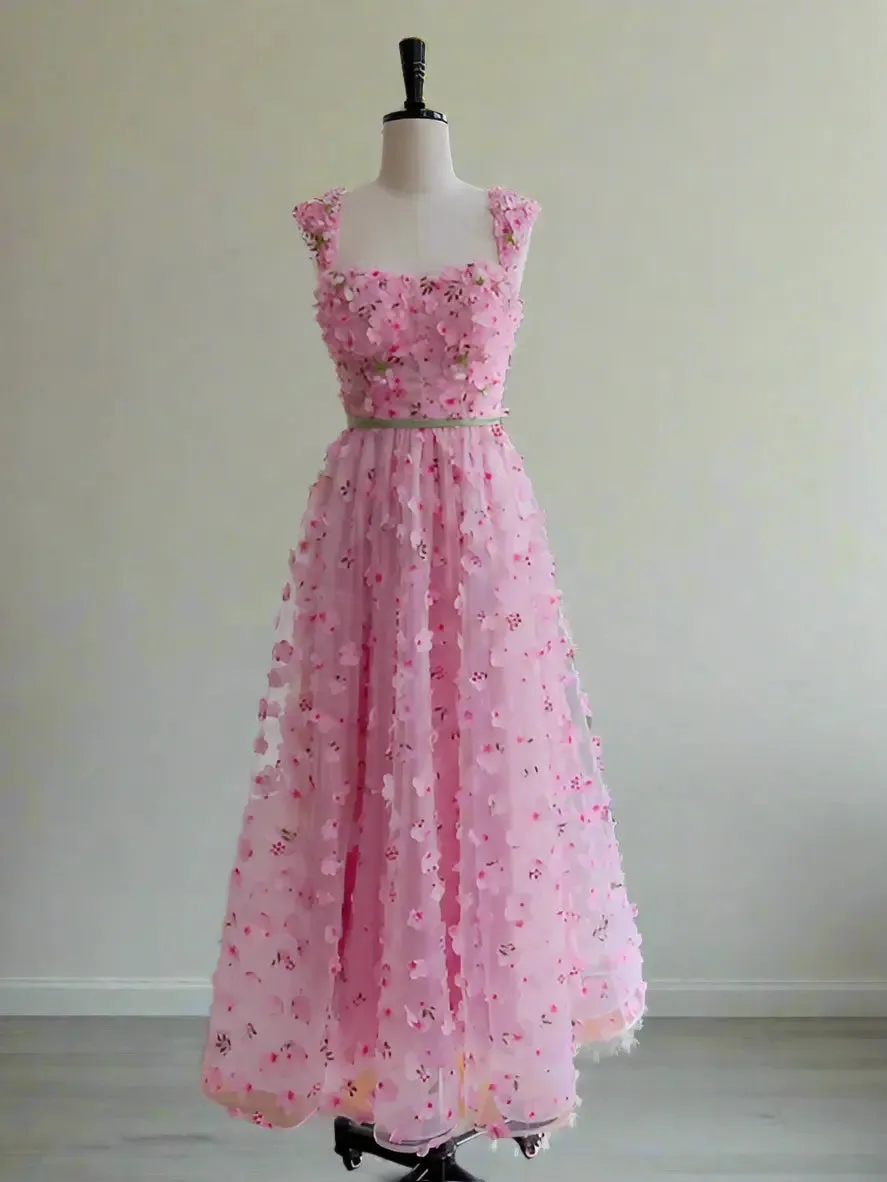 Edith Pink Sleeveless Flower Dress