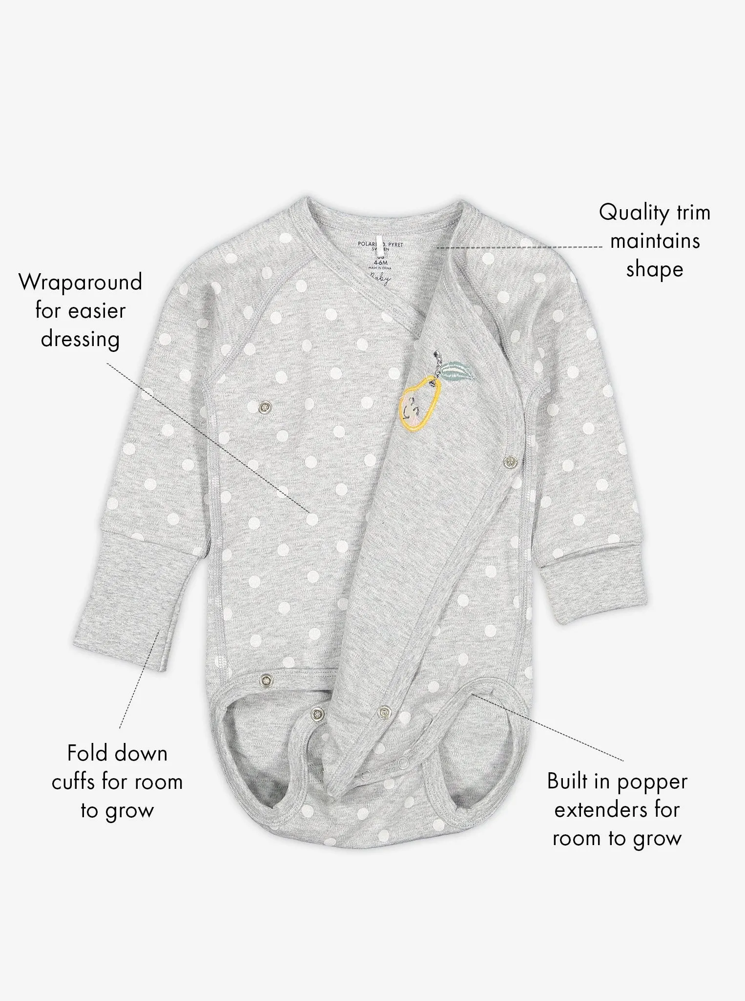 Embroidered Pear Wrapround Babygrow