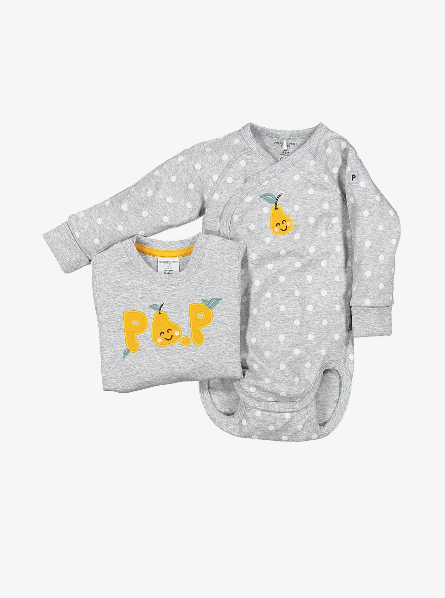 Embroidered Pear Wrapround Babygrow