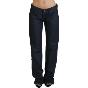 Exte Chic Dark Blue Low Waist Straight Cut Jeans