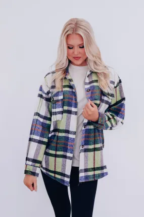 Falling For Plaid Shacket - Sage