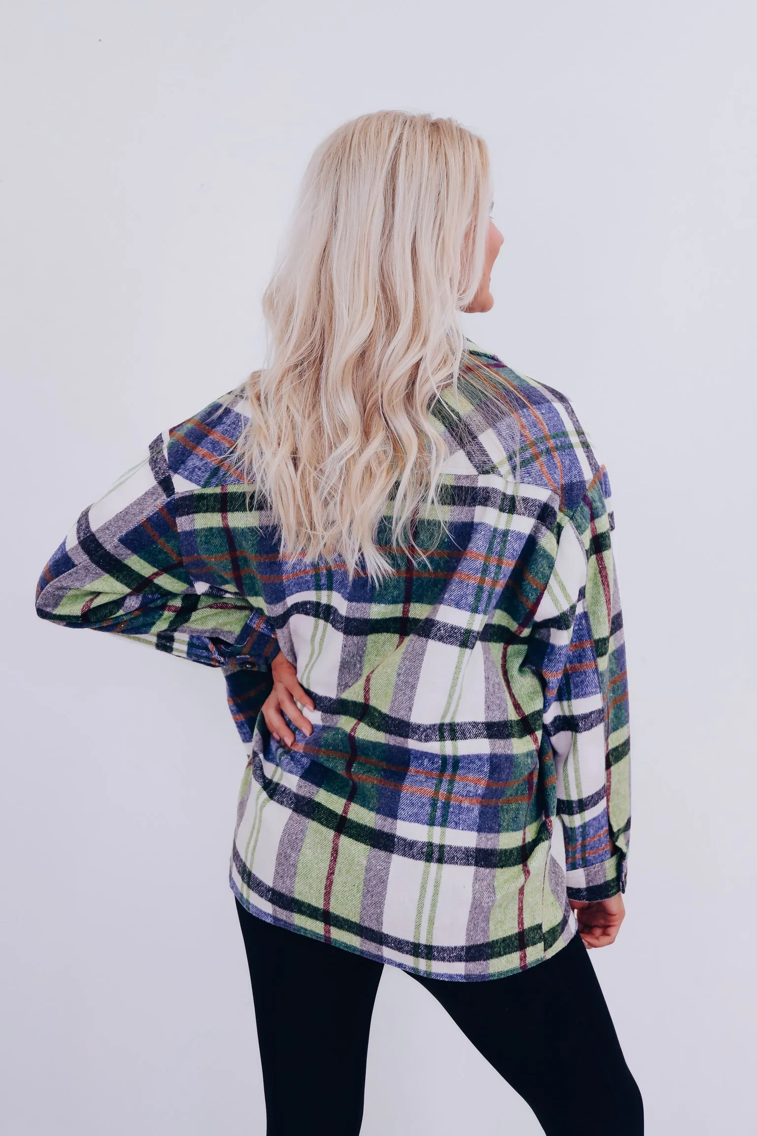 Falling For Plaid Shacket - Sage