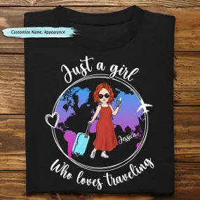 Friends - Just A Girl Boy Loves Traveling World Map - Personalized Unisex T-shirt, Hoodie, Sweatshirt