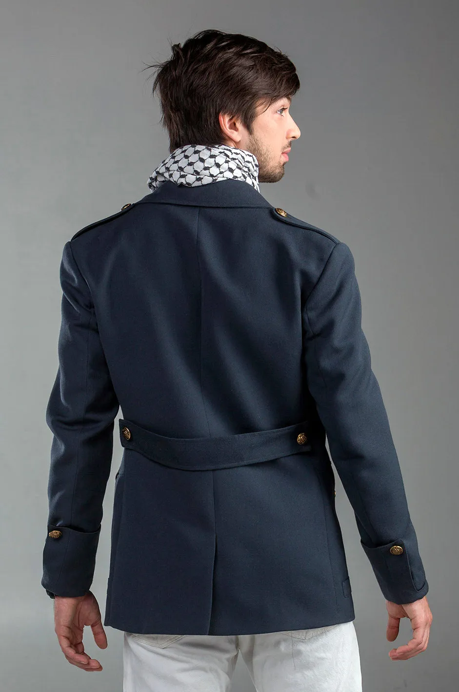 Gabardine Gray Blue Flamboyant Wool Coat