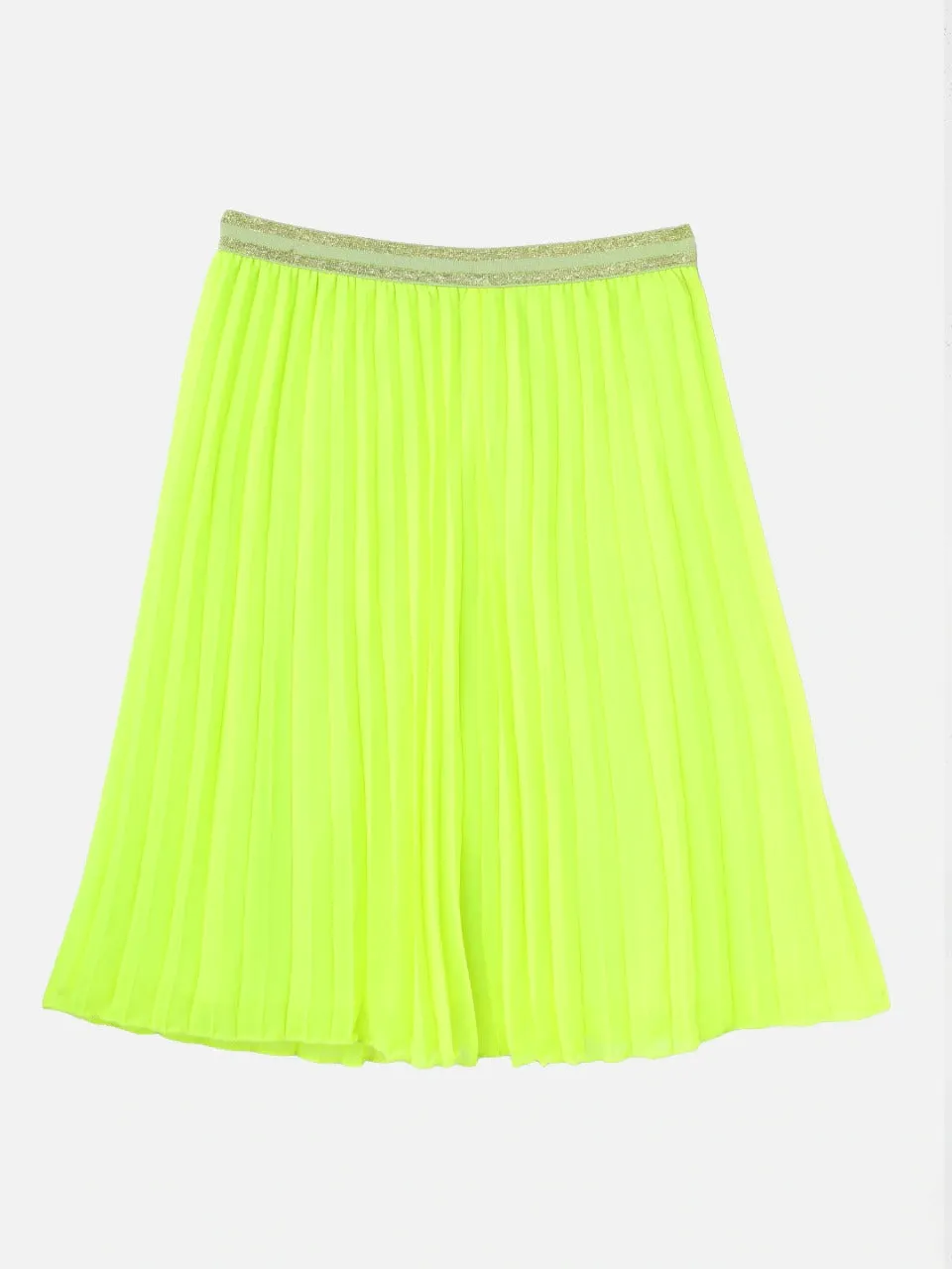 Girls Neon Green Pleated Skirt