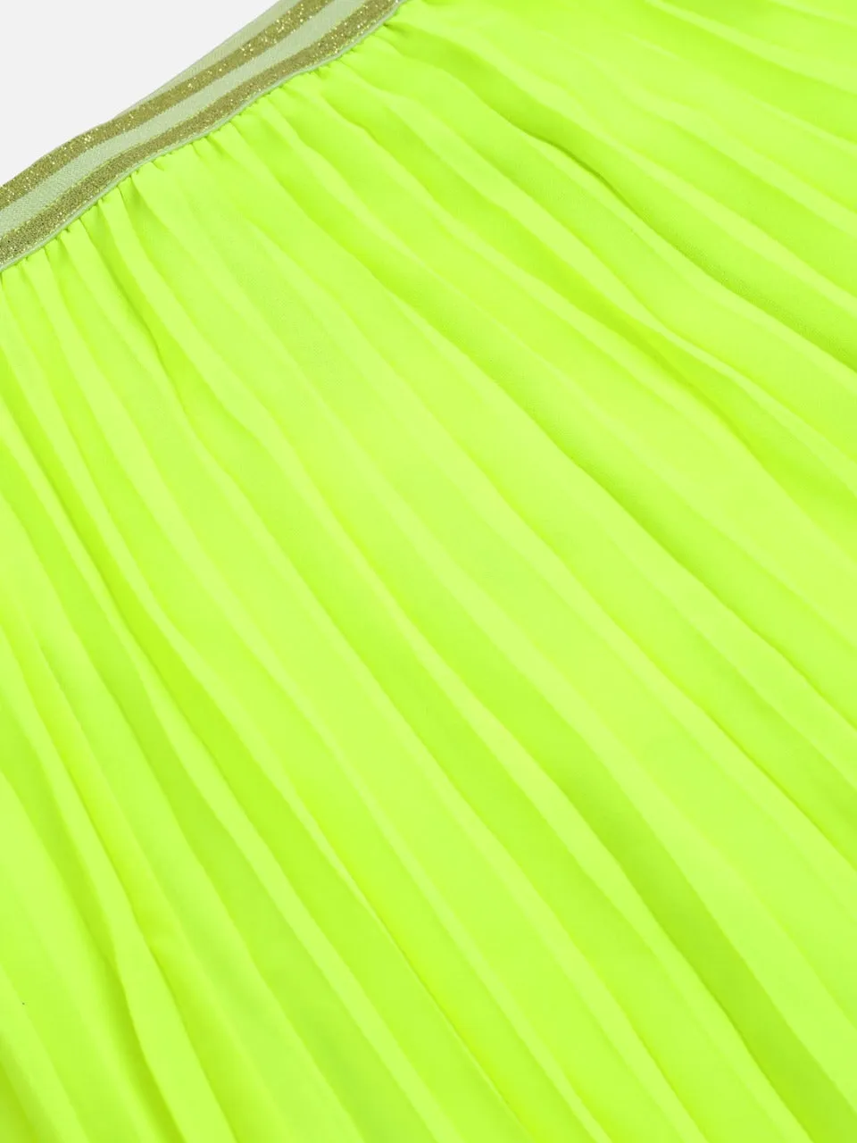 Girls Neon Green Pleated Skirt