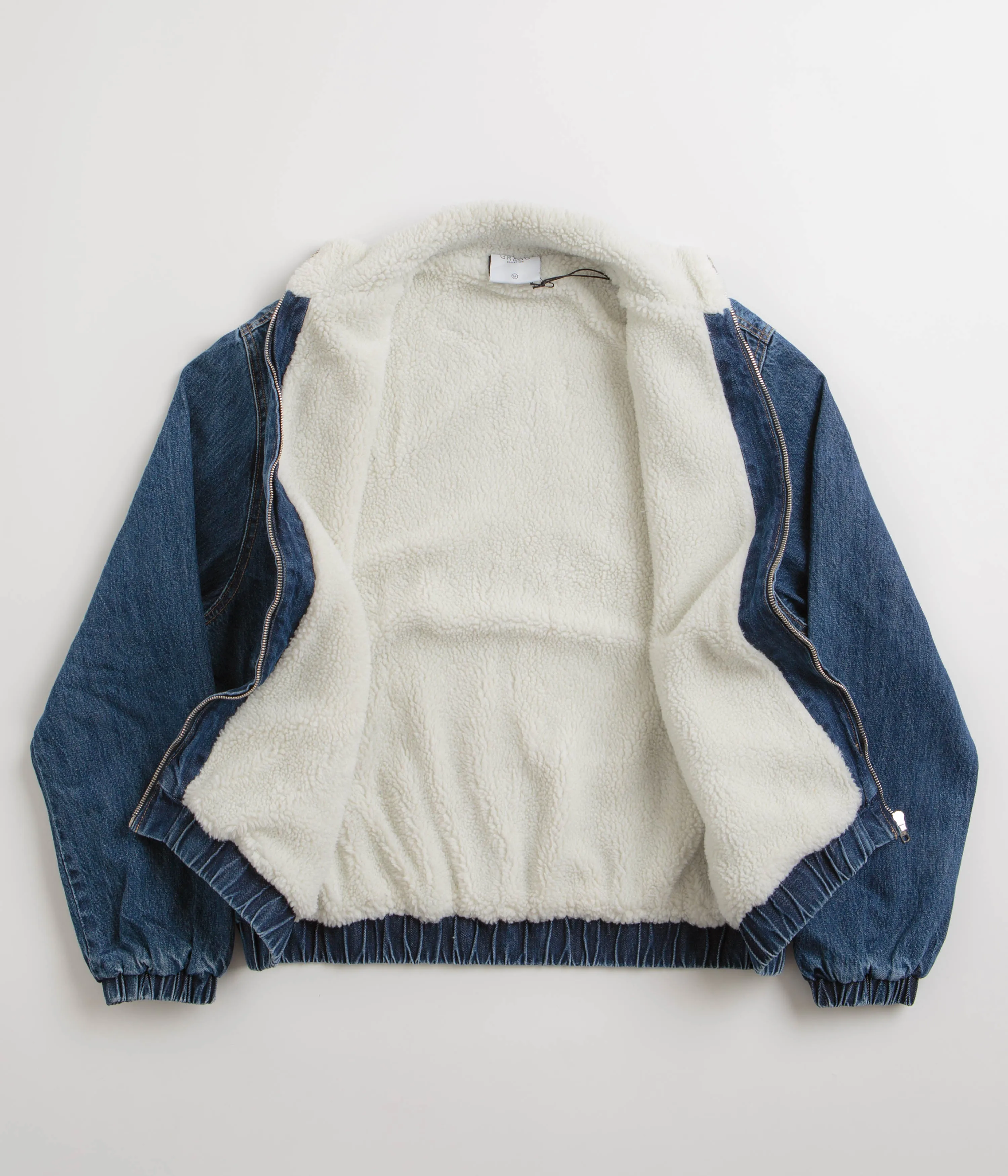 Grand Collection Denim Sherpa Track Jacket - Blue