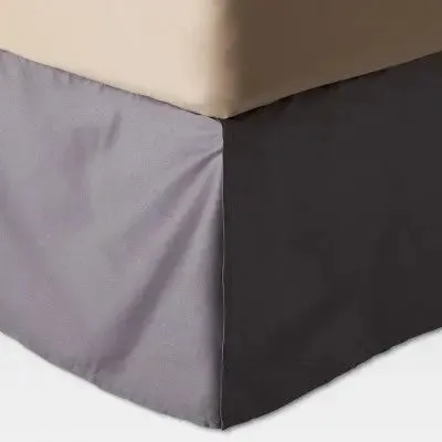 Gray Wrinkle-Resistant Cotton Bed Skirt (Full) - Threshold