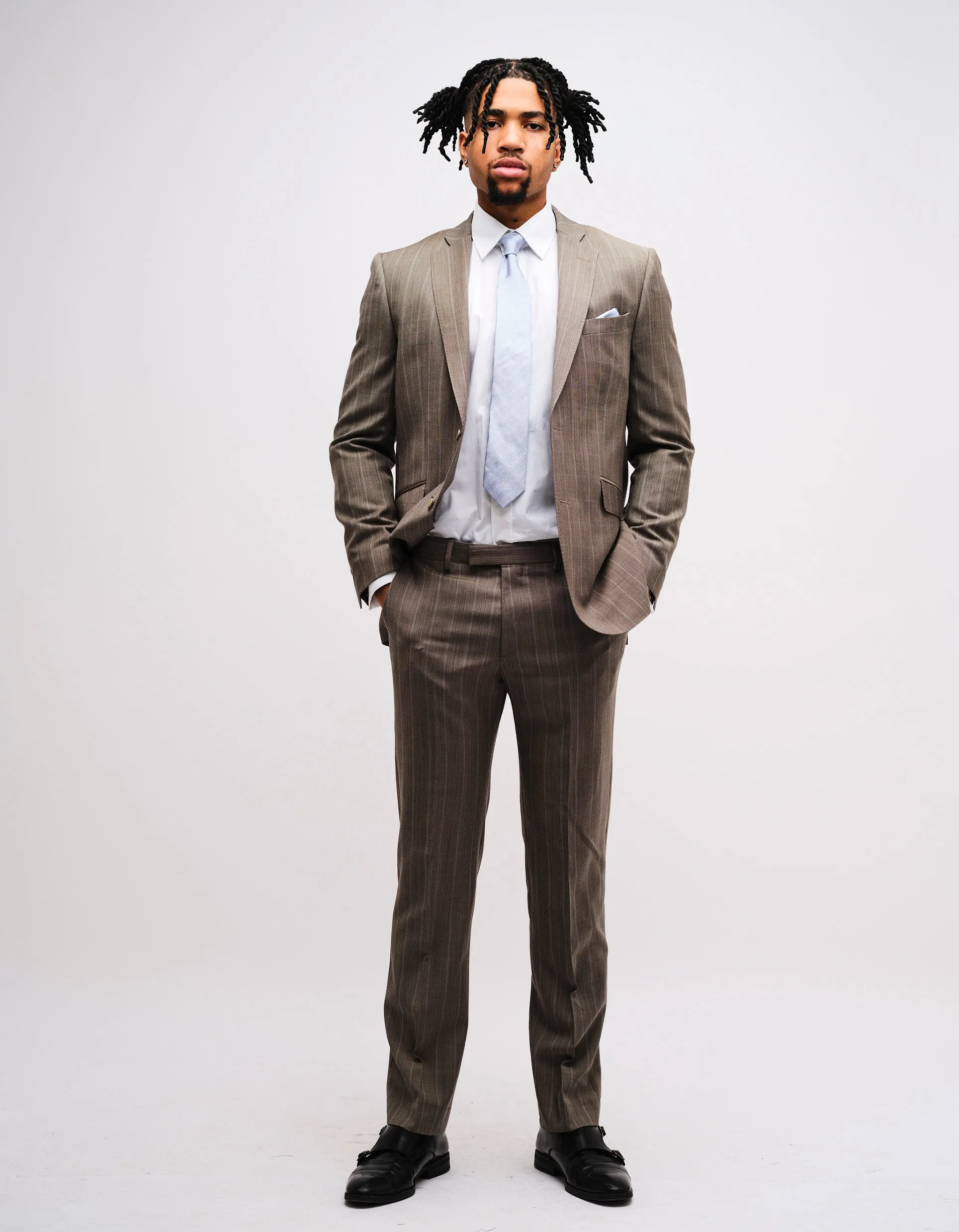 Grey Stripe Wool 2 Piece Suit