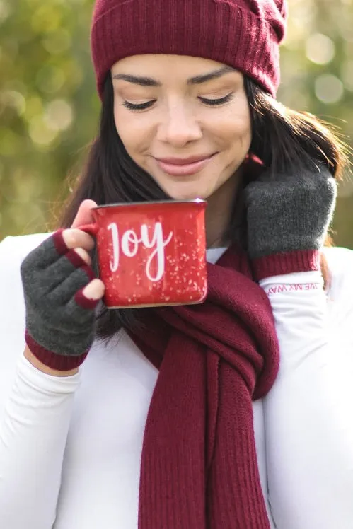 GREY Unisex Italian Cashmere Gloves WITH CONTRAST COLOR EDGE