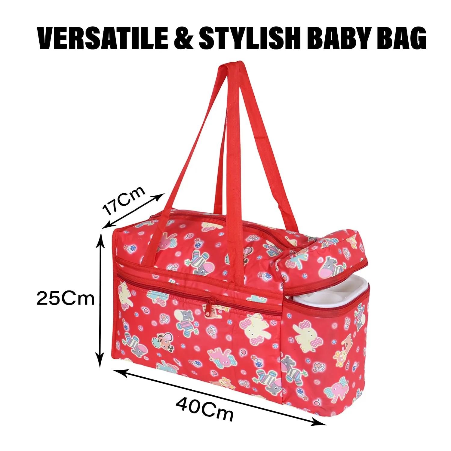 Heart Home Baby Bag | Parachute Baby Bottle Cooler Bag | Baby Bottle Bag | Baby Bottle Bag with 2 Bottle Warmers | Baby Cloth Bag | Cartoon Bottle Bag | Red