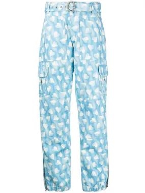 heart-print cargo trousers