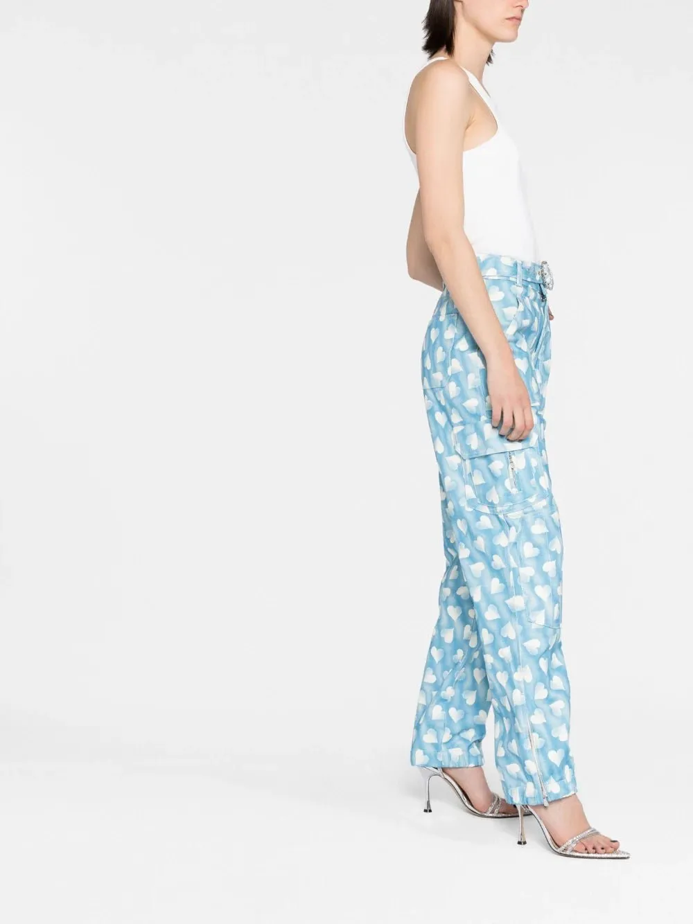 heart-print cargo trousers