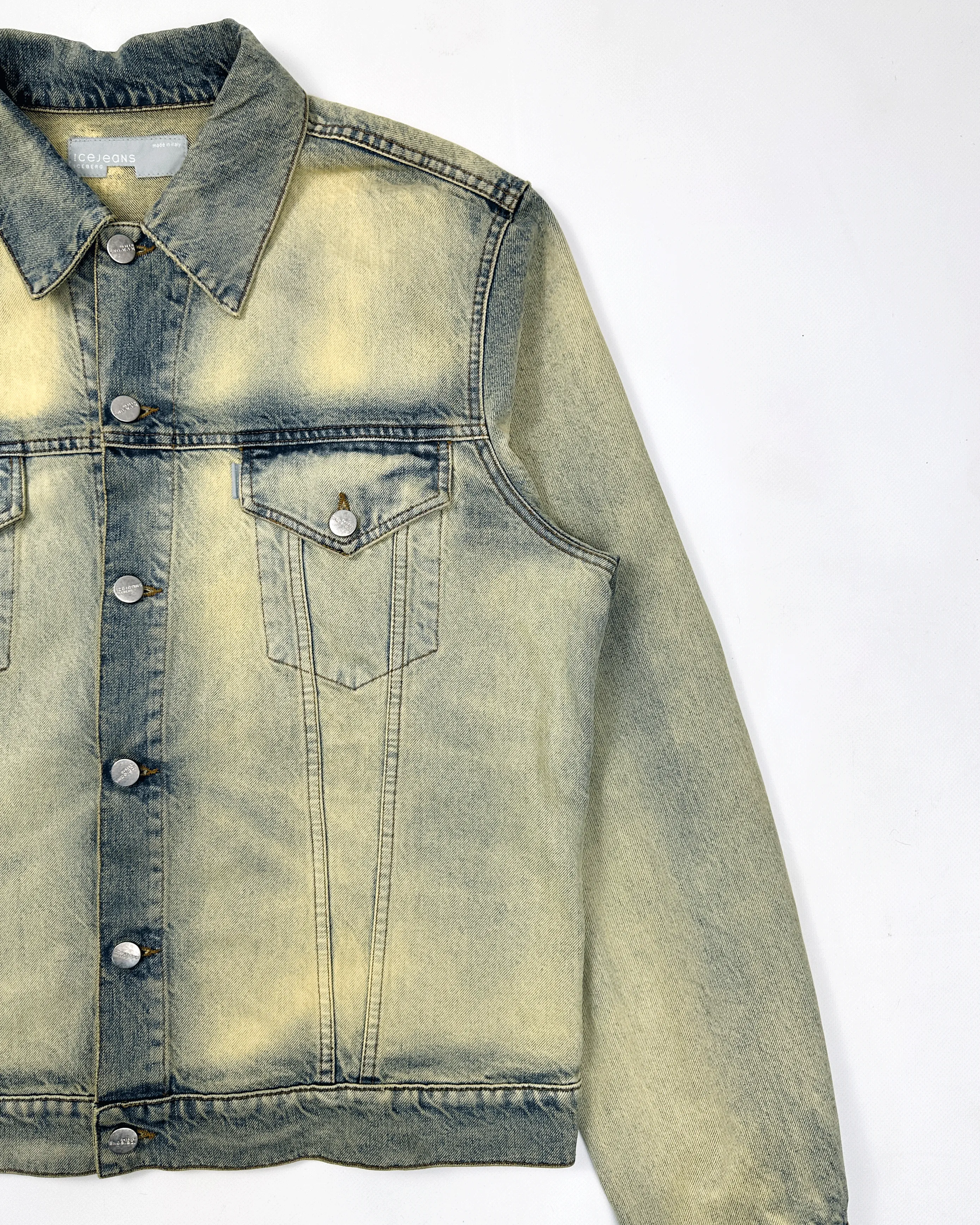 Iceberg Sun Faded Denim Trucker Jacket 2000's