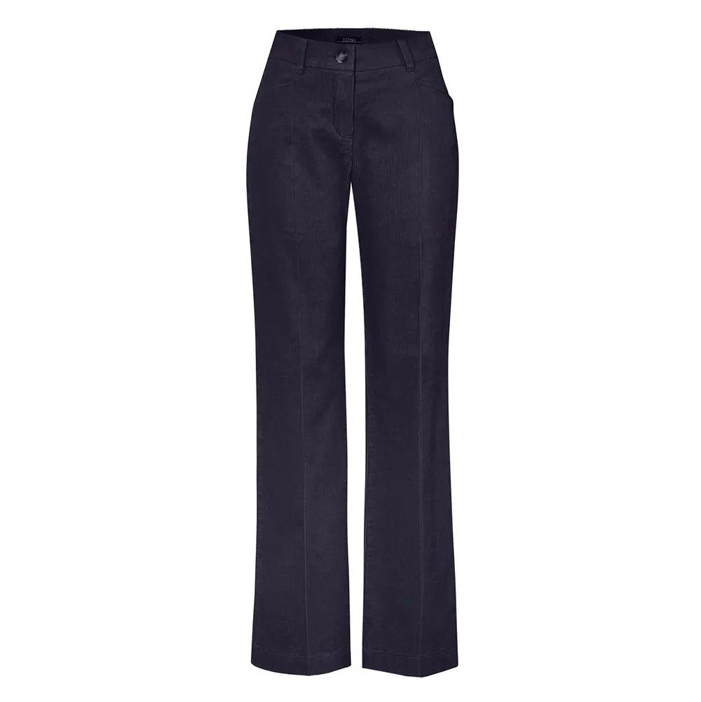 Jolie Dark Blue Flared Corduroy Trousers