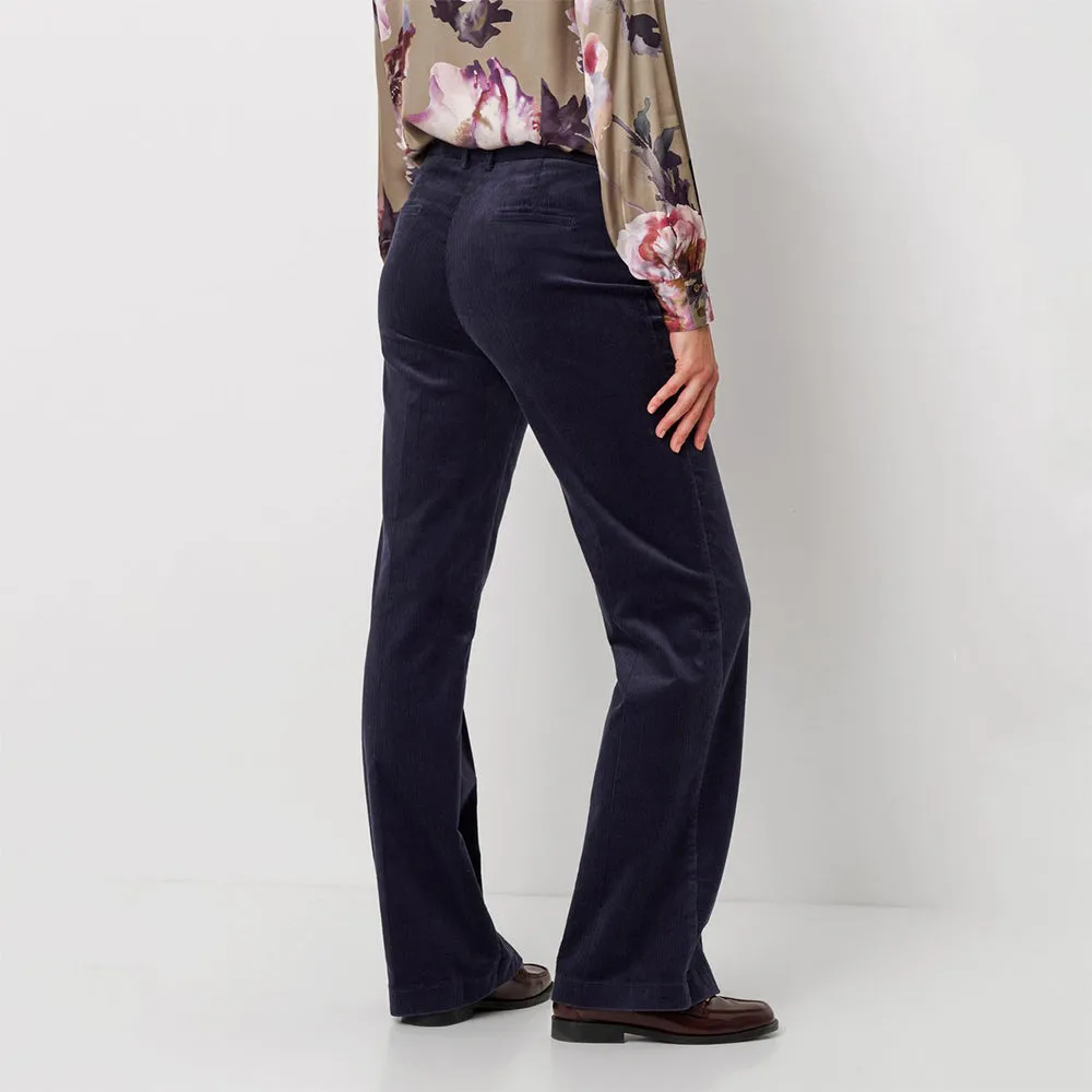 Jolie Dark Blue Flared Corduroy Trousers